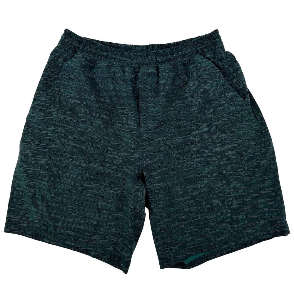 Lululemon Mens Green Patterned Pace Breaker Athletic 9" Shorts Size L